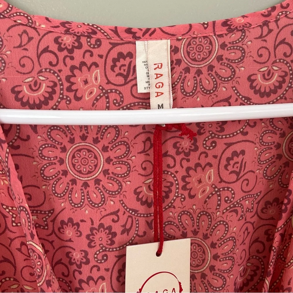 NWT raga passion struck slit sleeve mini dress women’s size medium pink boho - Picture 6 of 10
